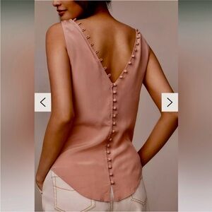 Back Button Pink Silk Blouse NWOT